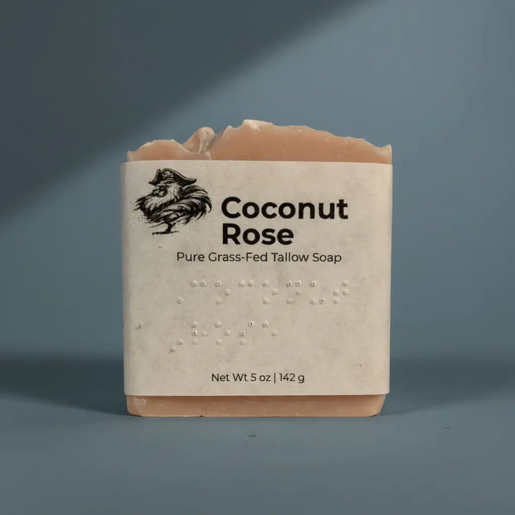 Coconut Rose — Blind Pirate Trading Co. with full label and braille on the front of the label.