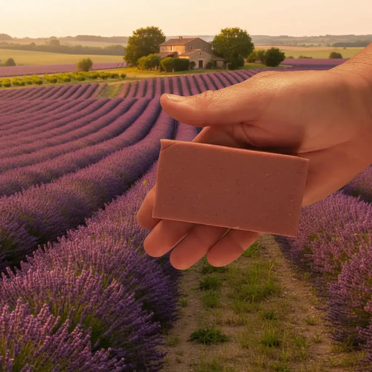 Lavender & Oats Ballast Bar grass-fed tallow soap bar, warm dusty mauve with fine speckles. Blind Pirate Trading Co.
