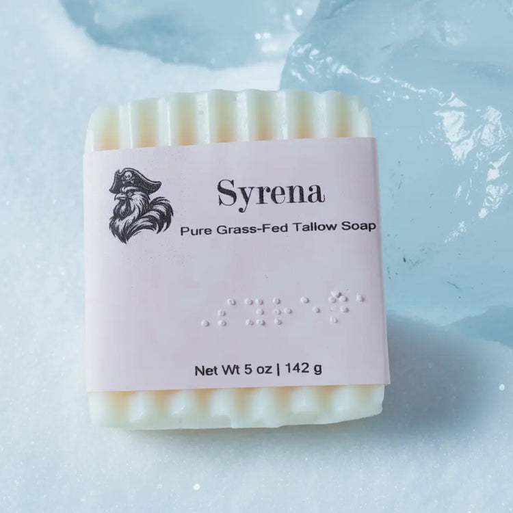 Syrena Arctic - Close up of the pure tallow soap Syrena bar