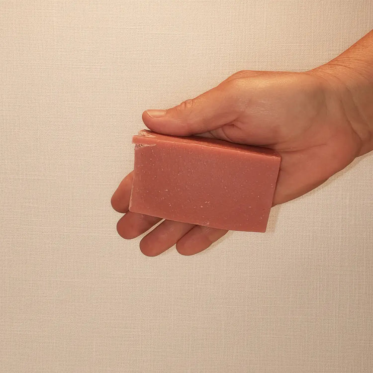 Ballast Bar cut Velvet Rose grass-fed tallow soap bar, deep rose pink with a velvety finish. Blind Pirate Trading Co.