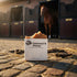 Oatmeal & Honey Certified Grass-Fed Tallow Soap bar in a stable yard with a horse, Blind Pirate Trading Co.